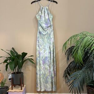 ASTR Elynor Elegant Green and Lavender Maxi Dress, S